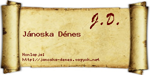 Jánoska Dénes névjegykártya